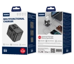 JELLICO uniwersalny adapter podróżny S9 PD 2xUSB-C + 1xUSB 3.4A Max 2500W Czarny