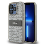 DKNY DKHCP15LPRTHSLE iPhone 15 Pro6.1" beżowy/beige hardcase Leather Mono Stripe & Metal Logo