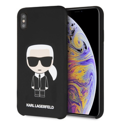 KARL LAGERFELD KLHCI65SLFKBK IPHONE XS MAX HARDCASE BLACK/BLACK SILICONE ICONIC