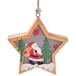 Lampka Świąteczna Drewniana Mikołaj -    Gwiazdka