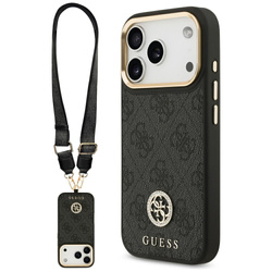 Etui Guess 4G Strass Logo & Big Strap    Metal Buttons MagSafe do iPhone 17 Pro czarny