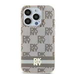 DKNY DKHMP14SHCPTSE iPhone 14 / 15 / 136.1" beżowy/beige hardcase IML Checkered Mono Pattern & Printed Stripes MagSafe