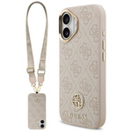 Etui Guess 4G Strass Logo & Big Strap    Metal Buttons MagSafe do iPhone 17 różowy