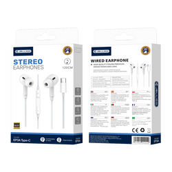 JELLICO wired earphones EP3A USB-C with microphone 1.2M White