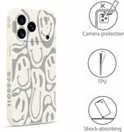 Etui Pnakqil iPhone 17 Air, silikonowe, szaro-białe uśmiechy smiley pudełko