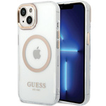 Guess GUHMP15MHTRMD iPhone 15 Plus/ 14 Plus 6.7" złoty/gold hard case Metal Outline Magsafe