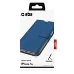 SBS Wallet Book Case Book-style design, for iPhone 14/13 Blue