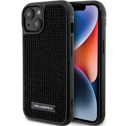 Etui Karl Lagerfeld Rhinestone Logo Metal Plate do iPhone 15 - czarne
