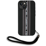 Etui Karl Lagerfeld Saffiano Athleisure  Stripes Cord do iPhone 15 różowy