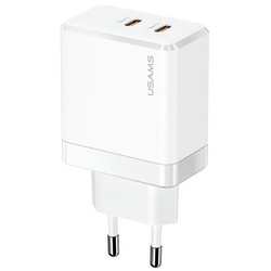 USAMS ŁAD. SIEC. 2XUSB-C T54 40W (ONLY HEAD) PD FAST CHARGING BIAŁY /WHITE CC172TC02 (US-CC172)