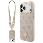 Etui Guess 4G Triangle Logo & Big Strap  Metal Buttons MagSafe do iPhone 17 Pro Max różowy