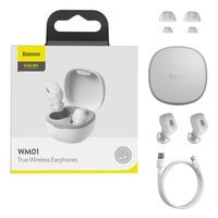 BASEUS ENCOK WM01 TWS WIRELESS IN-EAR BLUETOOTH 5.0 EARPHONES WHITE (NGWM01-02)
