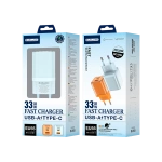 JELLICO wall charger EU55 GaN PD 33W 1xUSB-C + 1xUSB QC3.0 Blue