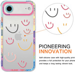 Etui silikonowe Pnakqil iPhone 17, przezroczyste, kolorowe smiley pudełko