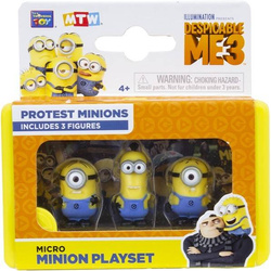 DESPICABLE ME 3X FIGURKI MINIONKI ZESTAW 9X10,5 PROTEST MINIONS