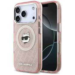 Etui Karl Lagerfeld IML Choupette Head   Logo MagSafe do iPhone 17 Pro różowy