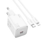 Ładowarka sieciowa do telefonu Hoco USB C QC PD 20W + kabel USB C do Lightning N40 biała