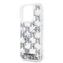 Karl Lagerfeld Liquid Glitter Monogram Gradient Case for iPhone 15 Pro White