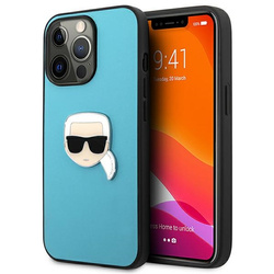 KARL LAGERFELD KLHCP13LPKMB IPHONE 13 PRO / 13 6.1 "BLUE / BLUE HARDCASE LEATHER IKONIK KARL`S HEAD METAL