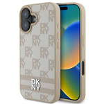DKNY DKHCP16SPCPTSSP iPhone 16 6.1"różowy/pink hardcase Checkered Pattern & Printed Stripes