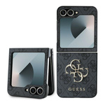 Guess GUHCZF64GMGGR Z Flip6 F741czarny/black Leather 4G Metal Logo