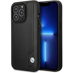 Etui BMW Leather Blue Dots na iPhone 14 Pro Max - czarne