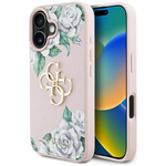 Etui Guess Grained Roses Big 4G logo do  iPhone 16 różowy