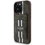 Etui Guess 4G Stripes z portfelem        Magsafe do iPhone 16 Pro Max brązowy