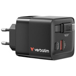 Verbatim Ładowarka sieciowa GaN 65W      2xUSB-C/USB-A + Adapter EU/UK/US czarny/black 32217