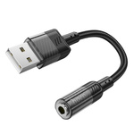Adapter AUX USB A do Jack 3,5mm Hoco LS37 czarny