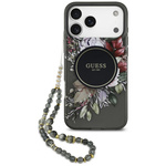 Etui Guess IML Flowers Pearl Strap       MagSafe do iPhone 17 Pro Max czarny