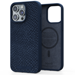 Njord byELEMENTS Salmon Leather iPhone 15 Plus Case with MagSafe - Blue