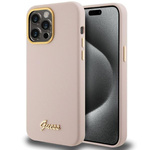 Guess GUHCP15LSMBSLP iPhone 15 Pro 6.1" różowy/pink hardcase Silicone Script Metal Logo & Frame