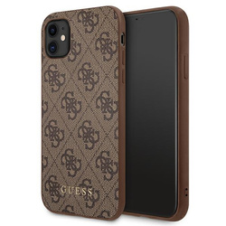 Guess GUHCN61G4GFBR iPhone 11 / Xr 6,1"brązowy/brown hard case 4G Metal Gold Logo