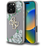 Etui Guess Grained Roses Big 4G logo do  iPhone 16 Pro fioletowy