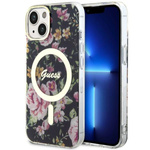 Guess GUHMP14MHCFWSK iPhone 14 Plus/ 15 Plus 6.7" czarny/black hardcase Flower MagSafe