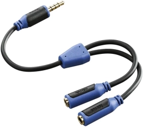 Hama adapter cable 2 x Jack 3.5 - Jack 3.5 F/M 0.2 m Blue