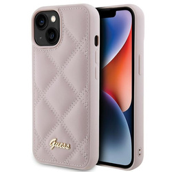 Guess GUHCP15SPSQSQSP iPhone 15 / 14 / 13 6.1" różowy/pink hardcase Quilted Metal Logo
