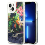 Guess GUHCP14MLFLSB iPhone 14 Plus / 15 Plus 6.7" niebieski/blue hardcase Flower Liquid Glitter