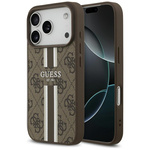 Etui Guess 4G Printed Stripes MagSafe do iPhone 17 Pro brązowy