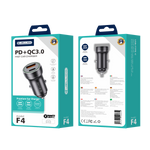 JELLICO ładowarka samochodowa F4 PD 20W 1xUSB-C + 1xUSB QC3.0 + kabel Lightning Czarny