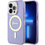 Guess GUHMP14LHCMCGU iPhone 14 Pro 6.1"purpurowy/purple hardcase Glitter Gold MagSafe