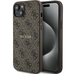 Guess GUHMP14SG4GFRW iPhone 14 / 15 / 13 6.1" brązowy/brown hardcase 4G Collection Leather Metal Logo MagSafe