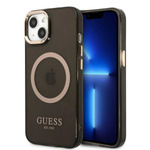 Guess GUHMP13MHTCMK iPhone 13 / 14 / 15 6.1" czarny/black hard case Gold Outline Translucent MagSafe