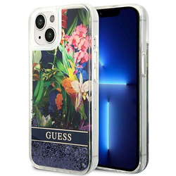 Guess GUHCP14MLFLSB iPhone 14 Plus / 15 Plus 6.7" niebieski/blue hardcase Flower Liquid Glitter