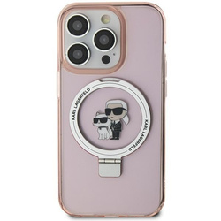 Karl Lagerfeld KLHMP15SHMRSKCP iPhone 15 6.1" pink/pink hardcase Ring Stand Karl&amp;Choupette MagSafe