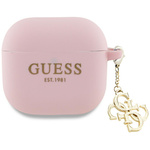 Guess GUA4LECG4P AirPods 4 cover         różowy/pink Silicone 4G Charm