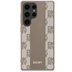 Etui DKNY Leather Checkered Pattern      MagSafe do Samsung Galaxy S25 taupe