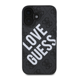 Guess PU Leather 4G Big Love Logo MagSafe Case for iPhone 16 Black