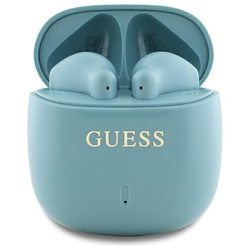 Guess słuchawki Bluetooth GUTWSJ14ESGQ   TWS + stacja dokująca turkusowy/turquoise Printed Classic Logo